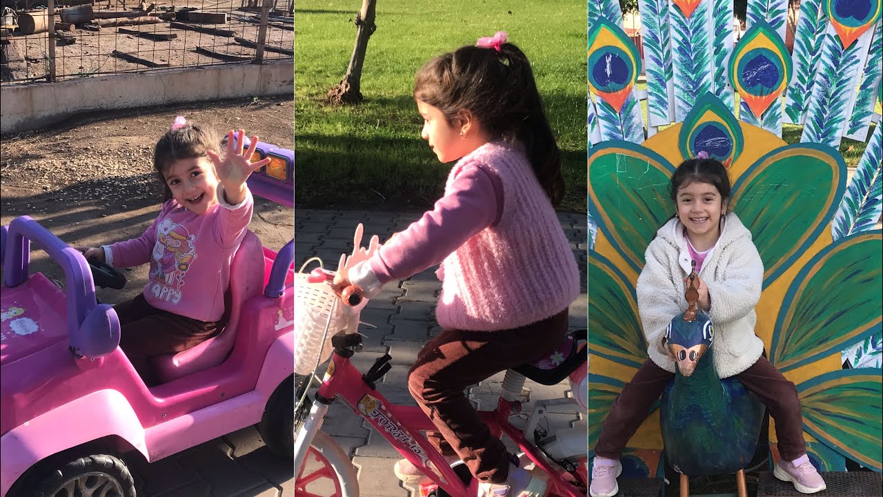 Öykü parkta prenses arabasına bindi bisiklet sürdü çok eğlendi tavuskuşu ile oynadı 🤗 #öykü #park
