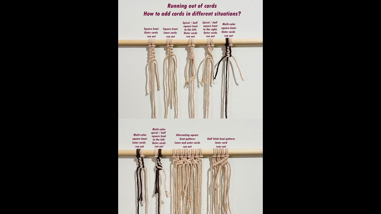 Macrame basics tutorial: How to add cords when you are running out of cords