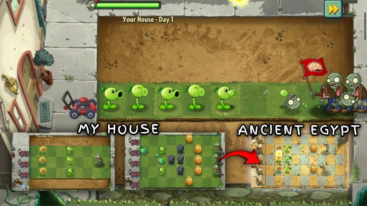 Pertama kali main, My house day 1-5 to Anceient Egypt day 1-5, Plants Vs. Zombies 2 Indonesia