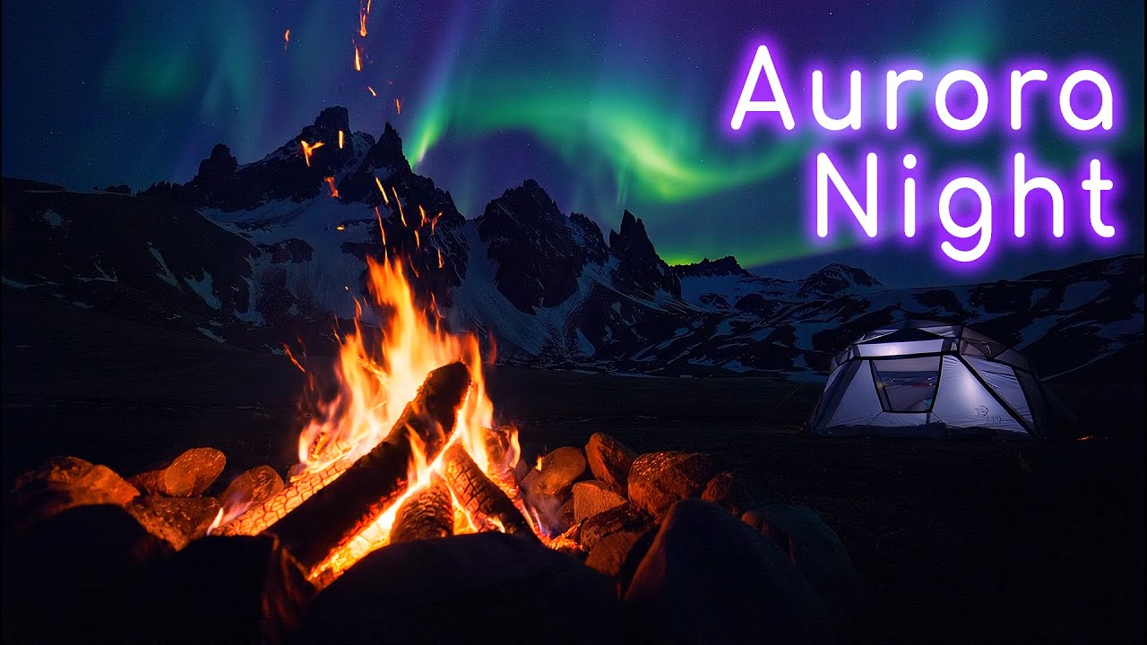✨ Campfire Beneath a Frozen Sky for Sleep & Focus 🔥 Northern Night Ambient 2H