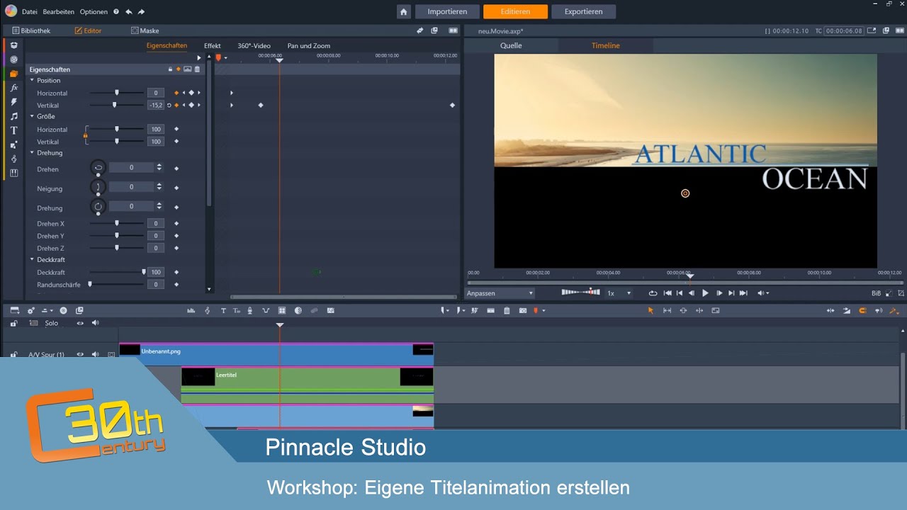 Pinnacle Studio 23 - Eigene Titelanimation erstellen & animieren