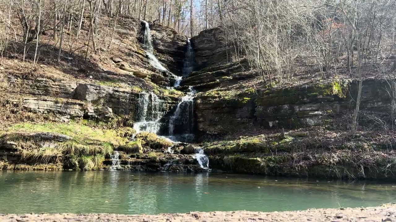 Winter Waterfall Screensaver | Missouri Double Falls 4K