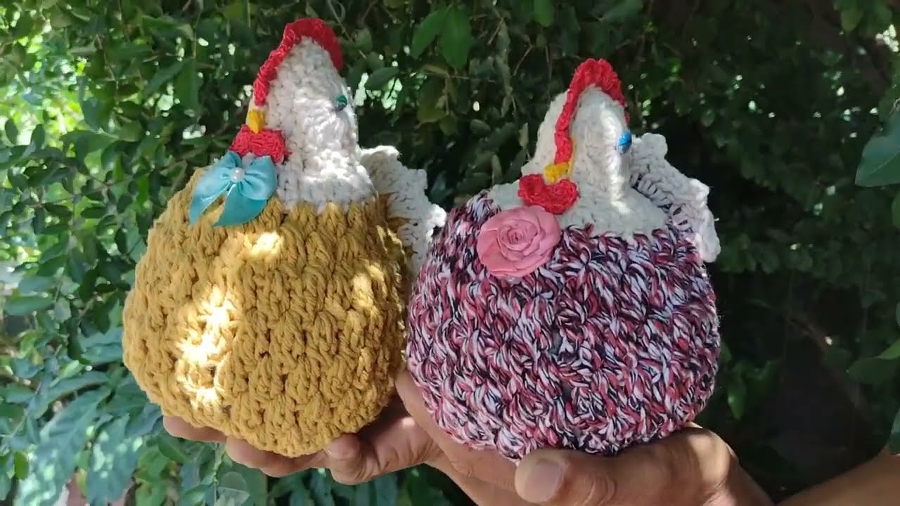 Galinha de Crochê Peso de Porta/Enfeites de Crochê Passo a Passo