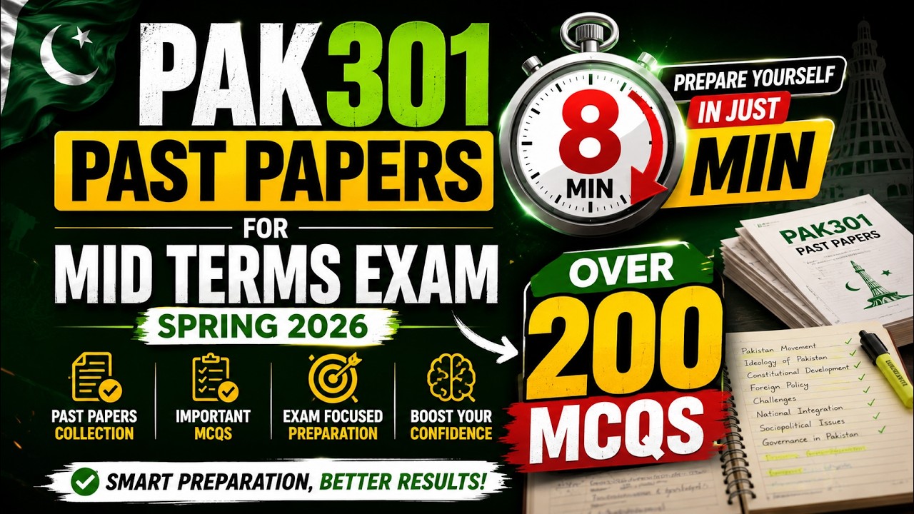 PAK301 Past Papers 2026 | Prepare in Just 8 Minutes | Most Repeated MCQs | Virtual University
