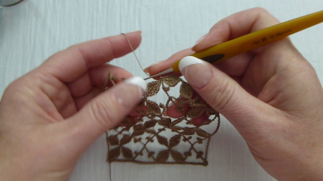Background netting with leaflets and set of drooping picots.  Lesson #1.