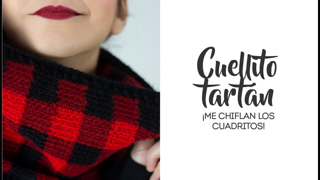 Cuellito #bufanda efecto tartán o plaid a #crochet #duendecuellitoplaid