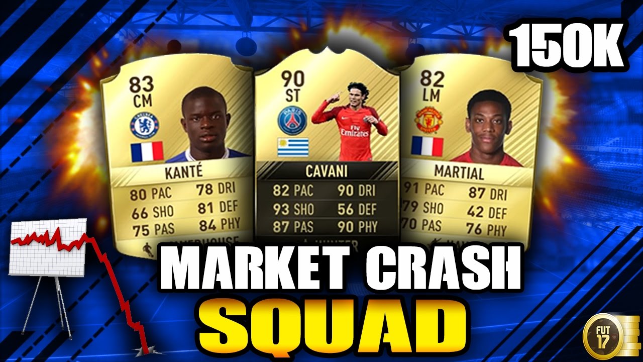 CRAZY!! 150K TOTS MARKET CRASH SQUAD! | FIFA 17 Ft. TIF CAVANI, MARTIAL and KANTE