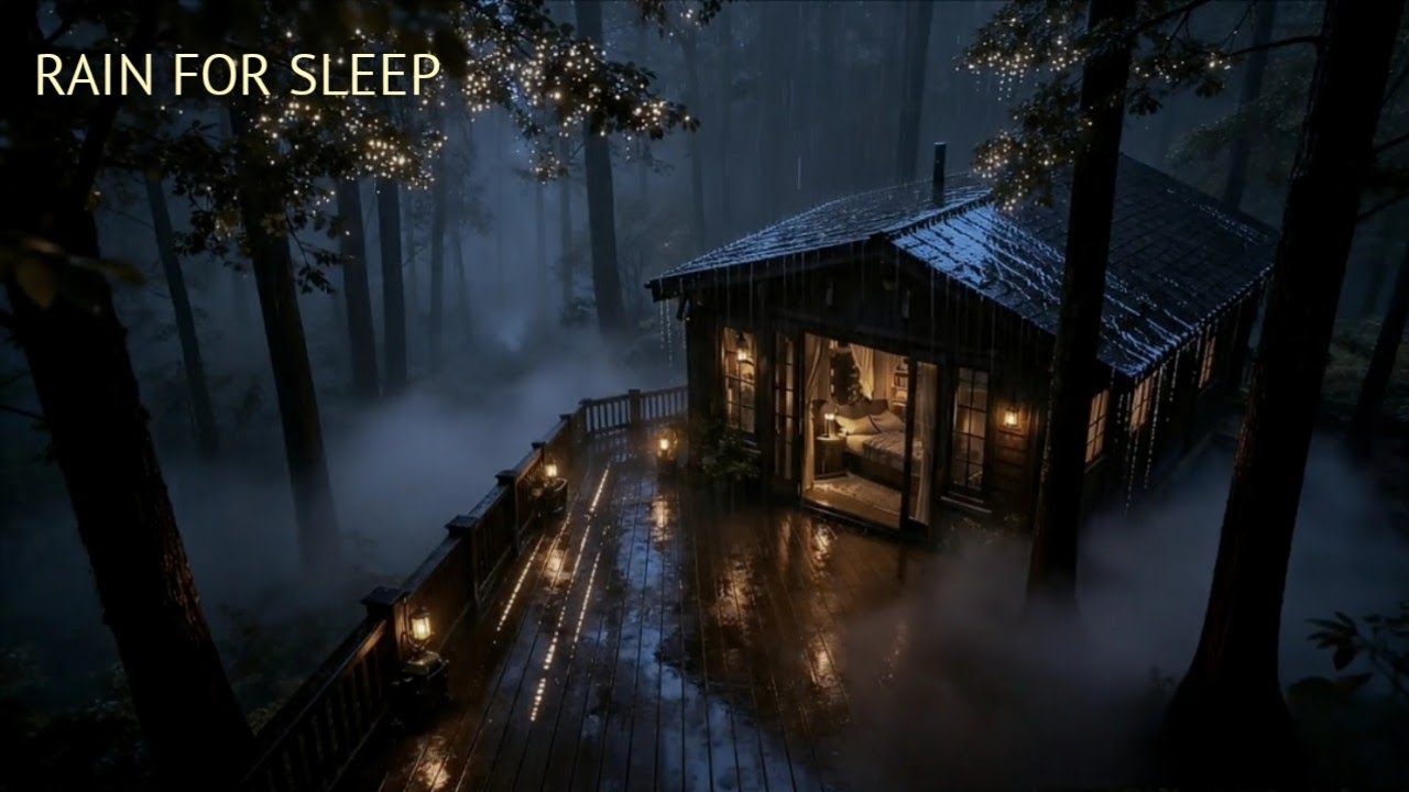 Relaxing Rainy Cabin Night 🌧️ Cozy Forest Ambience for Sleep, Study & Stress Relief (Live)