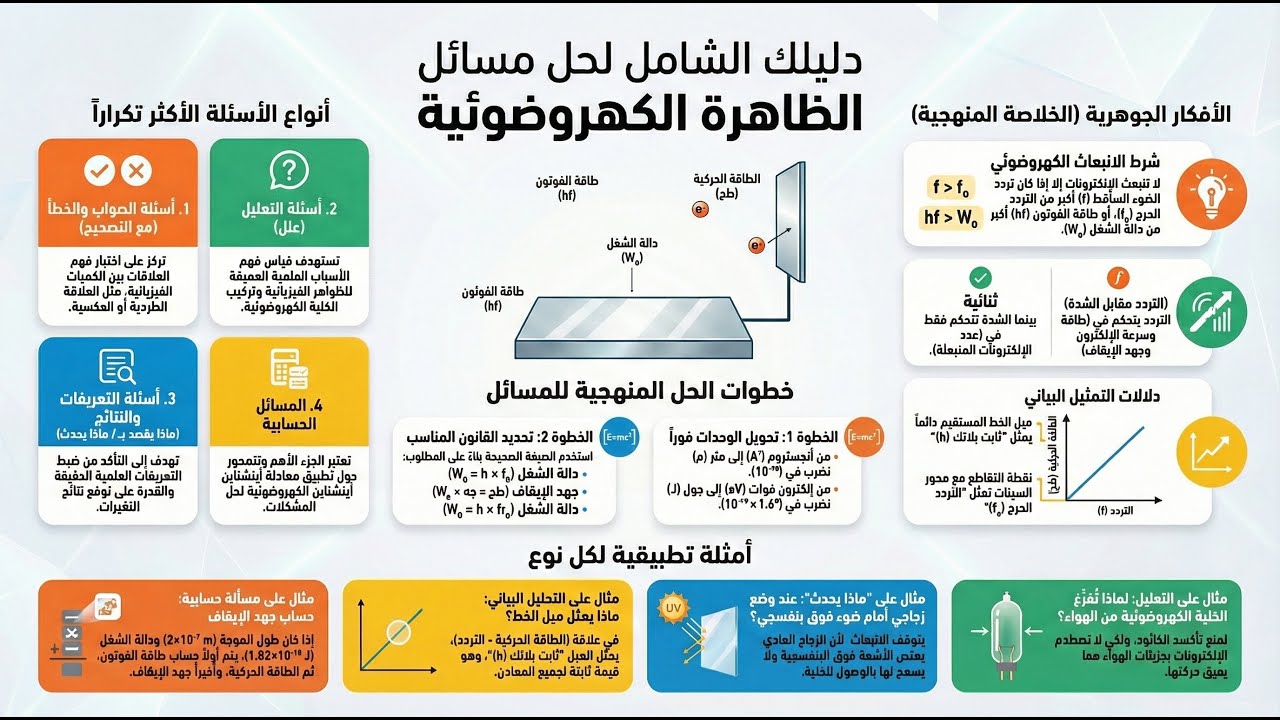 فيزياء الثالث الثانوي أسئلة الإشعاع والمادة الوحدة السادسة