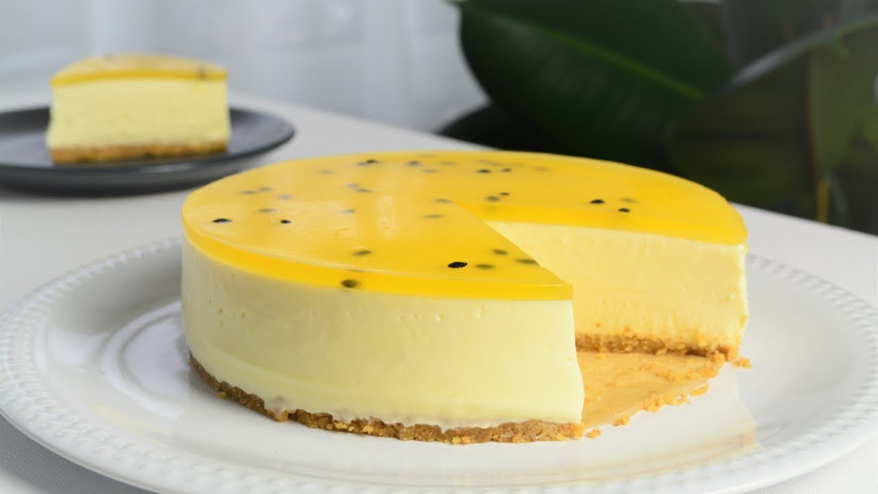 Passion Fruit Cheesecake (No Bake) - Bánh Cheesecake Chanh Dây (Chanh Leo) Không Cần Lò