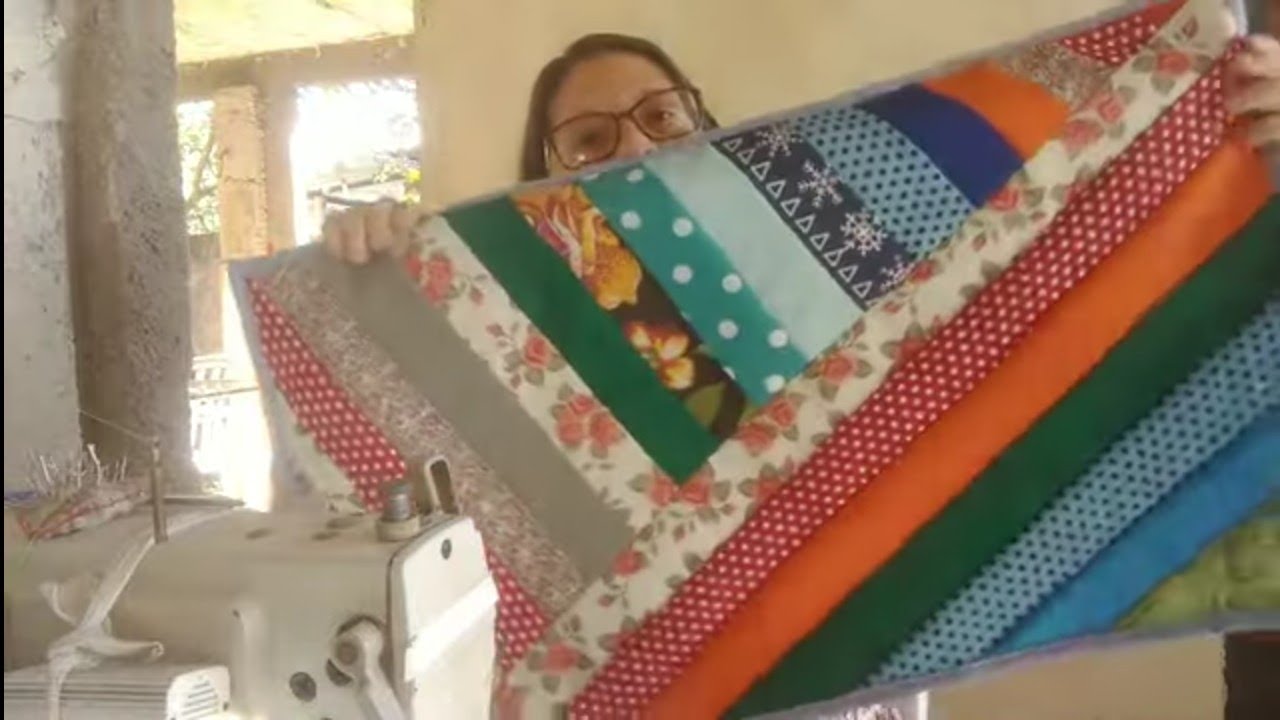 Fazendo um lindo tapete de retalhos!!🌻🌺🌼 Muito fácil!!!!!