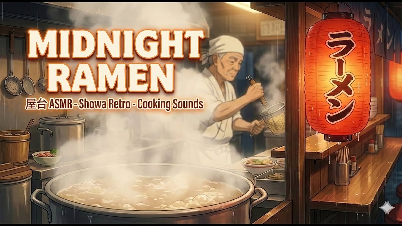 【昭和レトロ】雨のラーメン屋台とLo-fi Hip Hop - 懐かしい夜のASMR・作業用・勉強用・睡眠・Midnight Ramen（2時間）