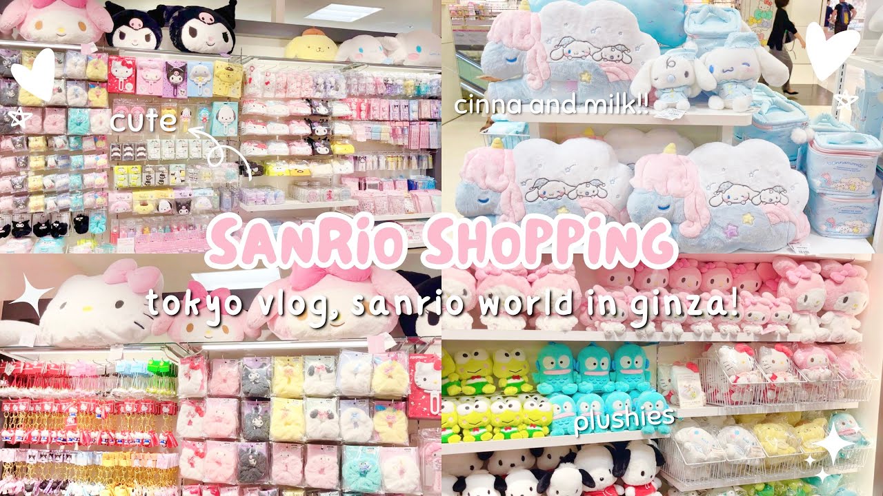 japan vlog 🛒🩷 sanrio shopping in tokyo: sanrio world in ginza, store tour, cinnamoroll, plushies ♡