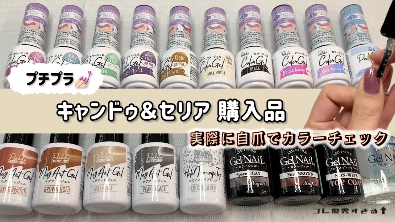 キャンドゥ＆セリア購入品紹介！実際に自爪に試してカラーチェック💅🏻