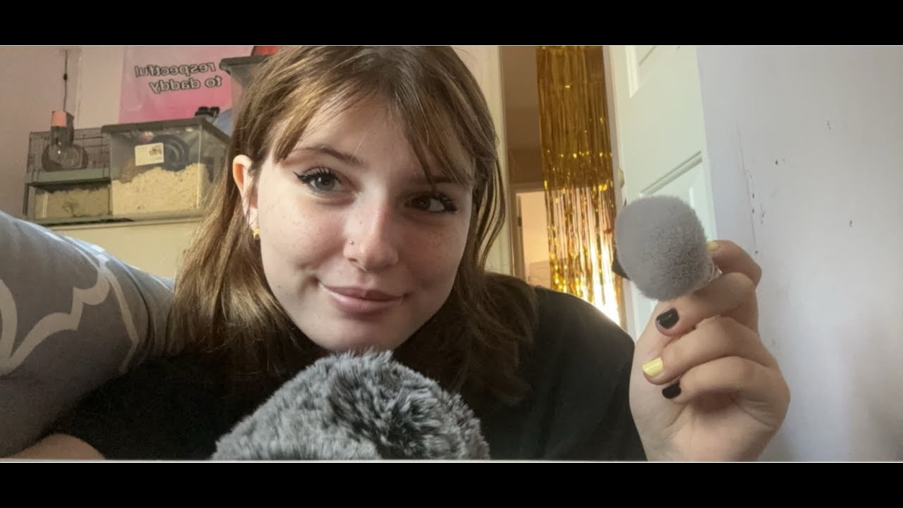 asmr 😴💤 fluffy mic touching | cupped whispers | camera brushing