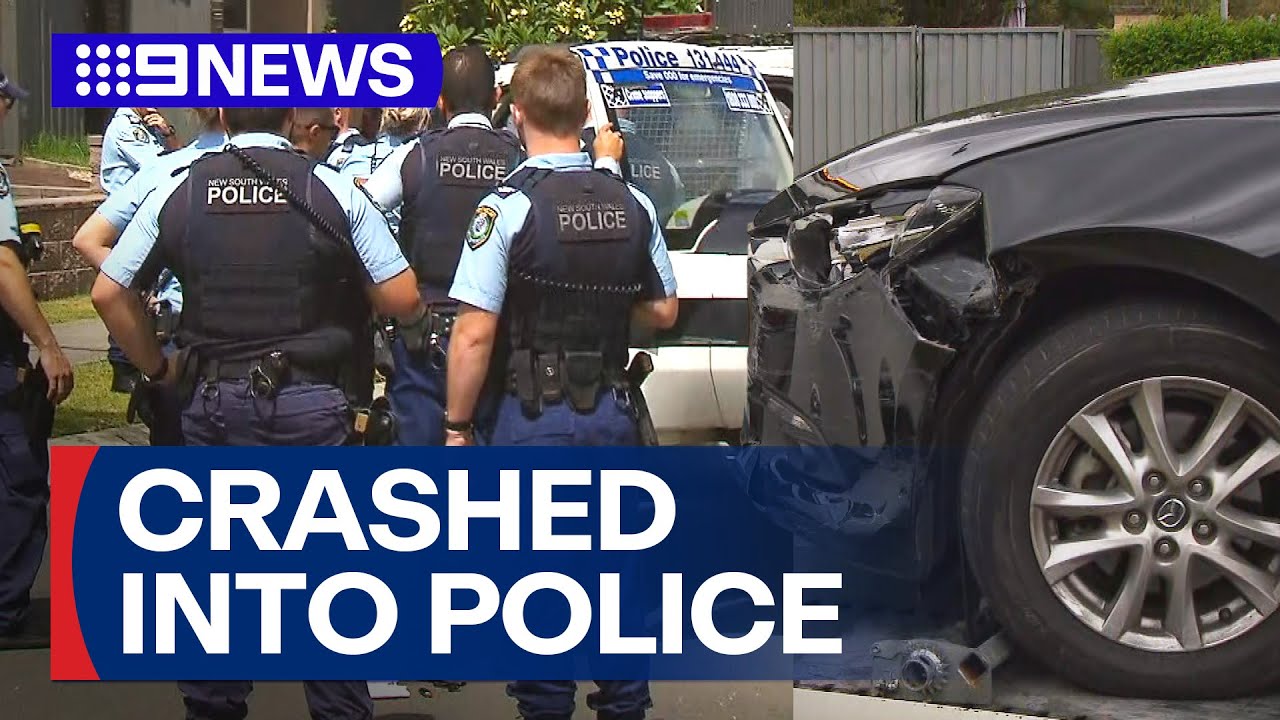 Man arrested after allegedly crashing into a police car | 9 News Australia