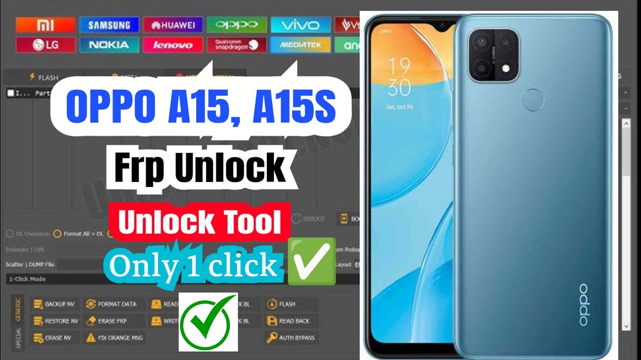 Oppo A15,A15S Frp Bypass Unlock Tool Only 1 click ✅