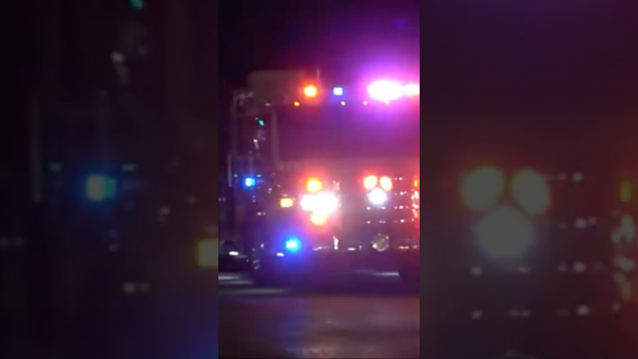 Tiller responding hot! The Woodlands Fire Department Truck 101 responding to a box