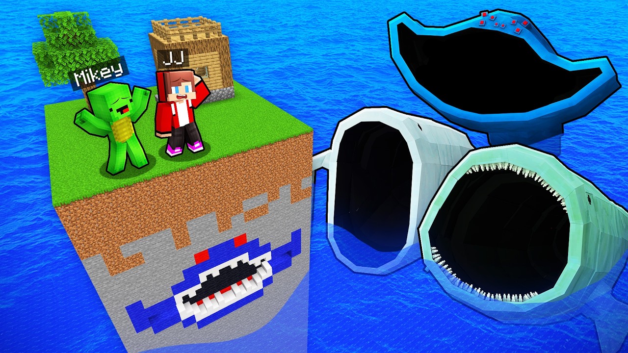 Mikey and JJ Survive on Sea Mob Chunk in Minecraft (Maizen)