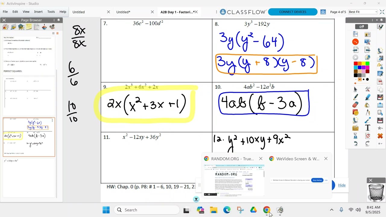 A2B September 5th - Unit Day 1 Continued - Factoring