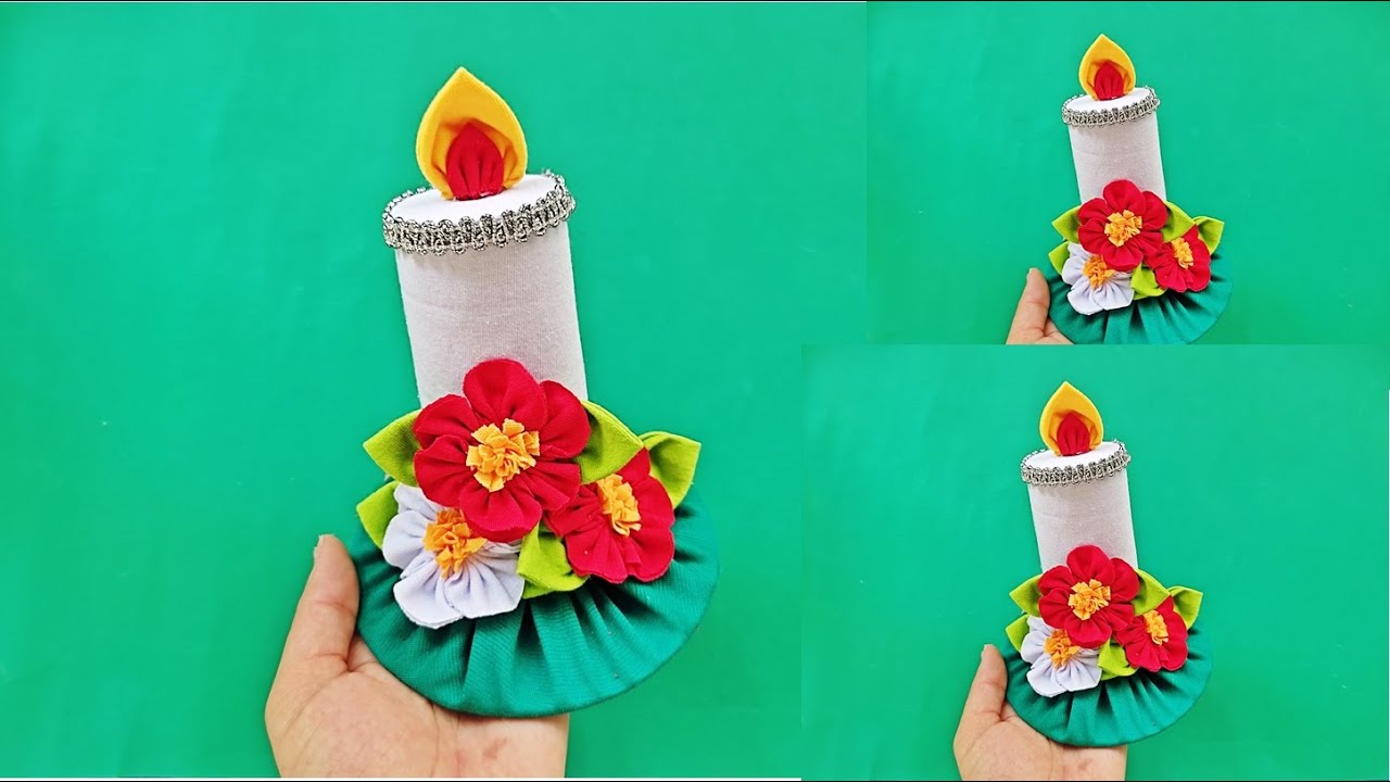 VELINHA FEITA COM ROLO DE PAPEL HIGIÊNICO E FUXICO /#Ideia natalina# fácil de fazer#