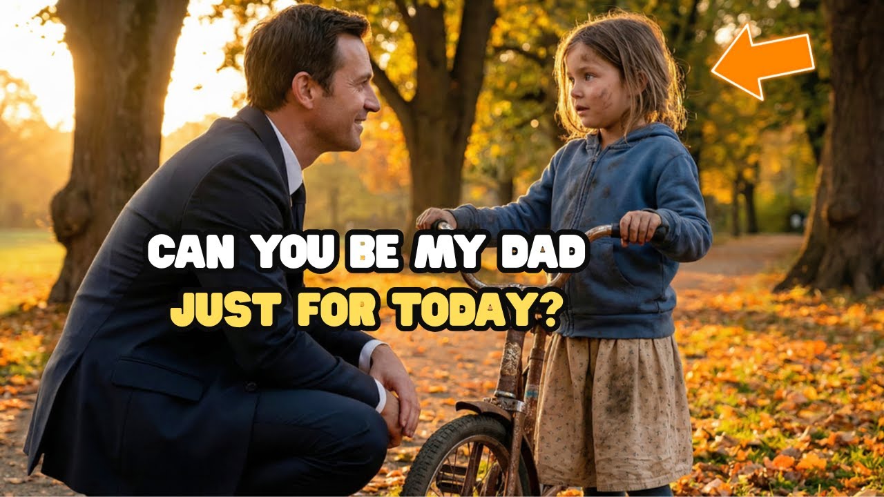 POOR GIRL FINDS BIKE IN TRASH – she asks a billionaire in the park to be her dad for a day