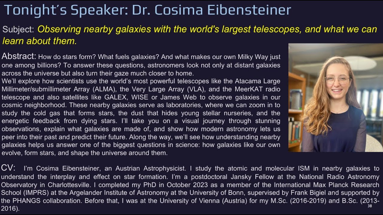 Observing Nearby Galaxies and What we can Learn about them - Dr Cosima Eibensteiner