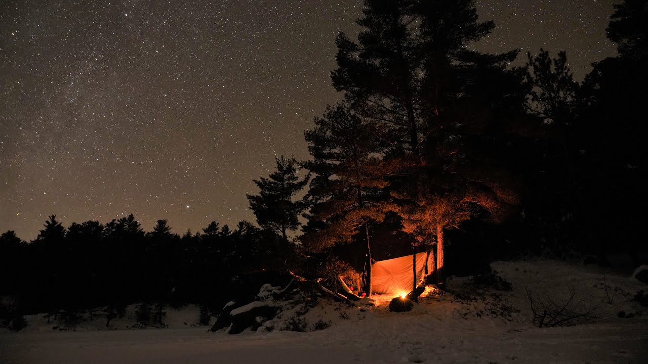 Solo Winter Camping -16°C , Bushwacking, No Tent, Ice and Snow