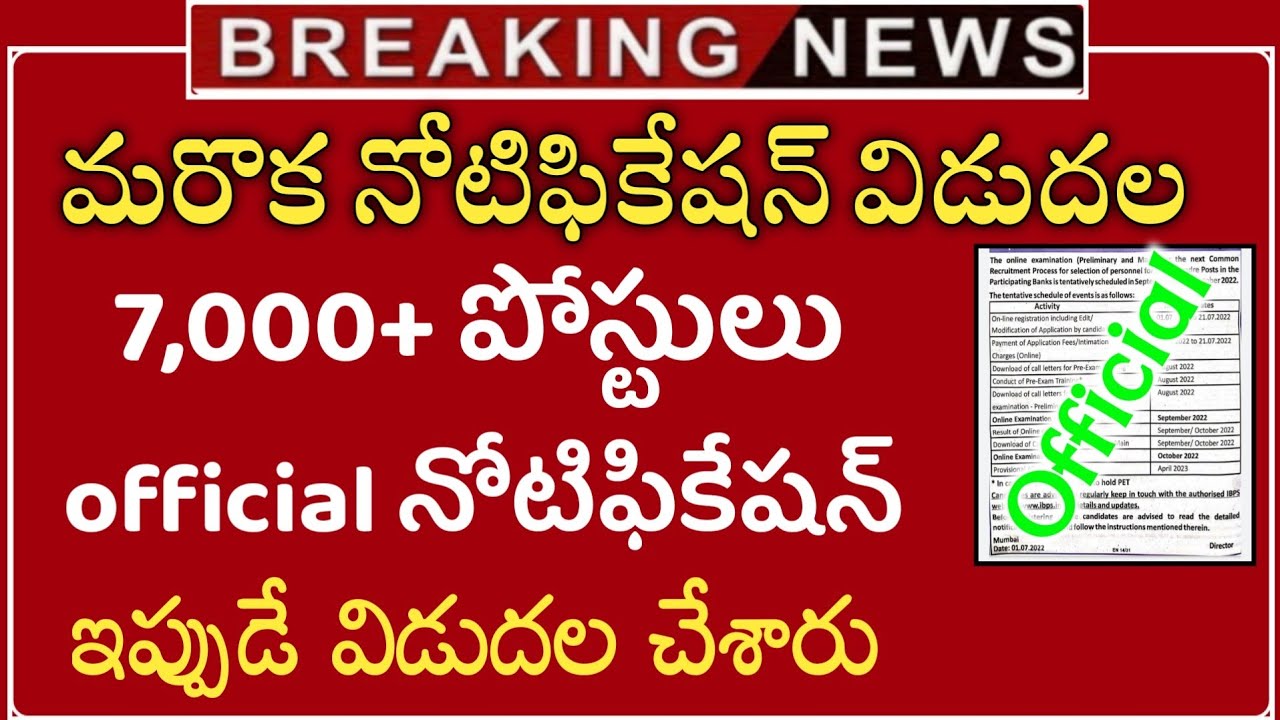 IBPS Clerk 2022 Notification || IBPS Clerk Recruitment 2022 ||IBPS Clerk Vacancy 2022|Jobs In Telugu