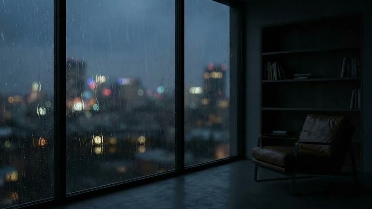 Soothing Ambience on High-rise Window 🌧️ Deep Focus | Deep Sleep | Heavy Rain