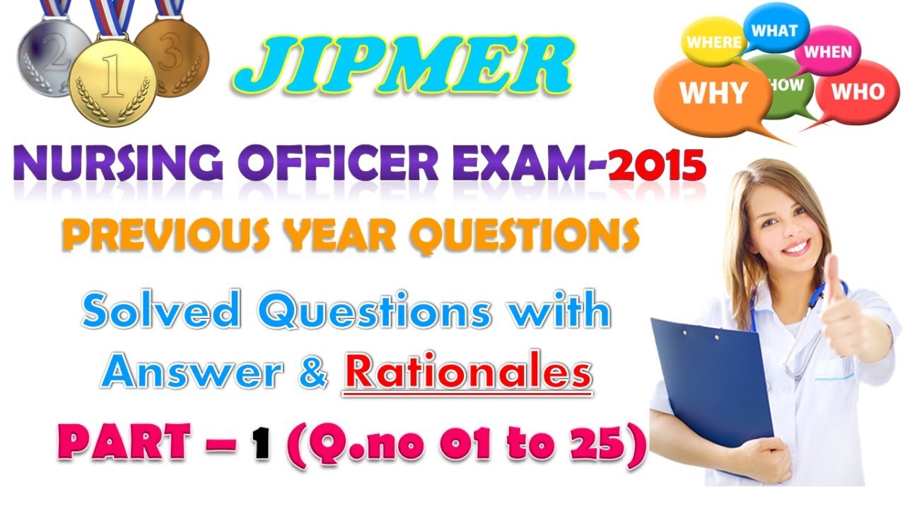 JIPMER Nursing officer solved question paper P- 1| Nursing officer previous year question paper 2015