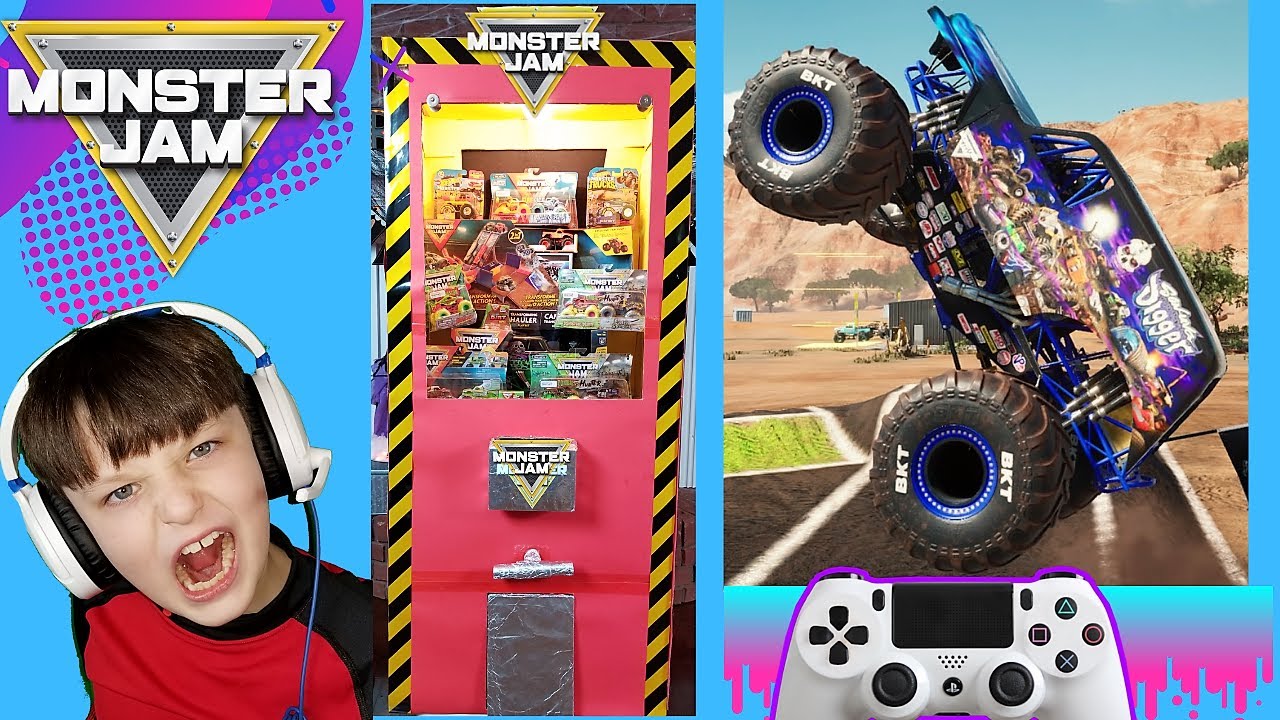 Monster Jam Video Game Challenge with Monster Truck Toy Surprise