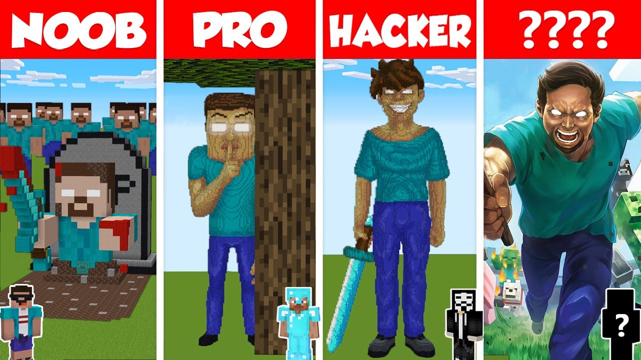 Minecraft REAL LIFE HEROBRINE HOUSE BUILD CHALLENGE - NOOB vs PRO vs HACKER vs GOD / Animation