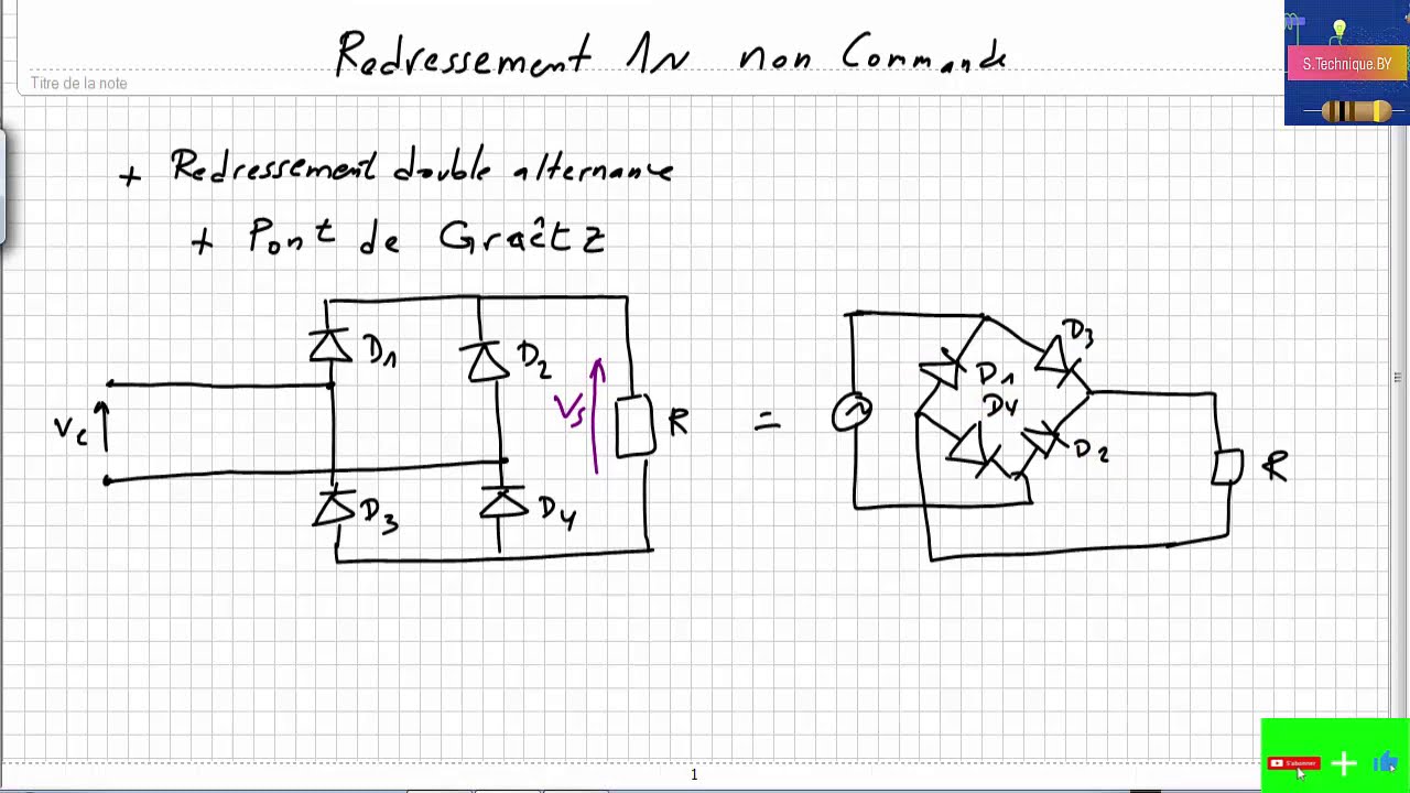 Redressement monophasé double alternance  en pont  de Graetz