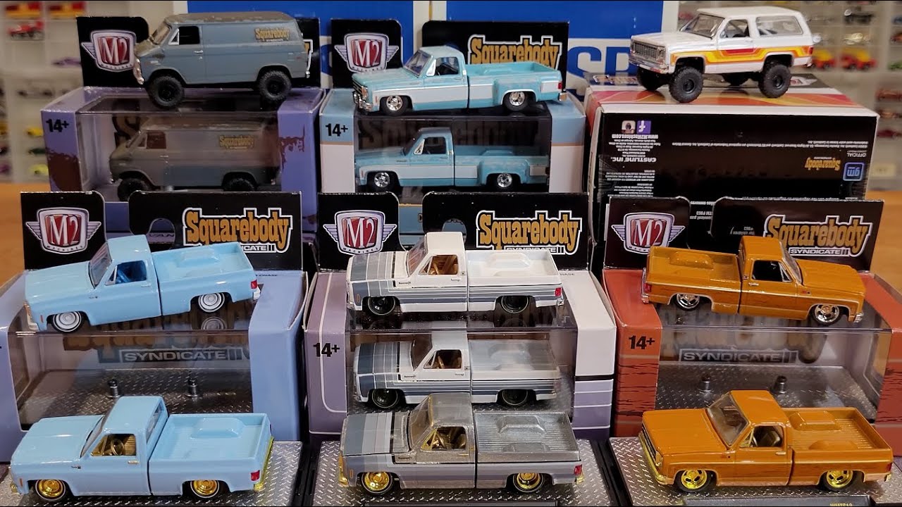 M2 Machines ЭКСКЛЮЗИВНЫЙ Squarebody Syndicate ПОЛНЫЙ КОМПЛЕКТ - грузовики Chevy и GMC!