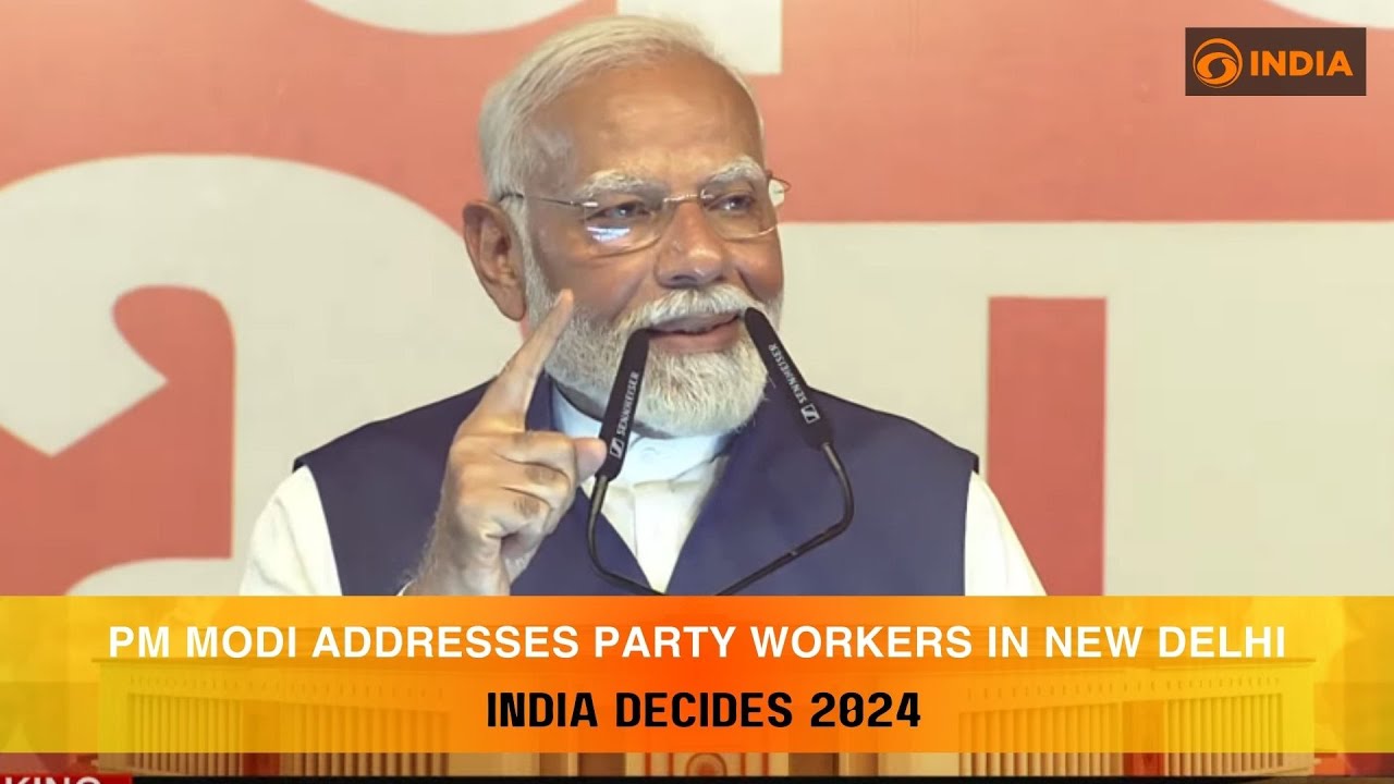 India's PM Modi addresses party workers in New Delhi | India Decides 2024