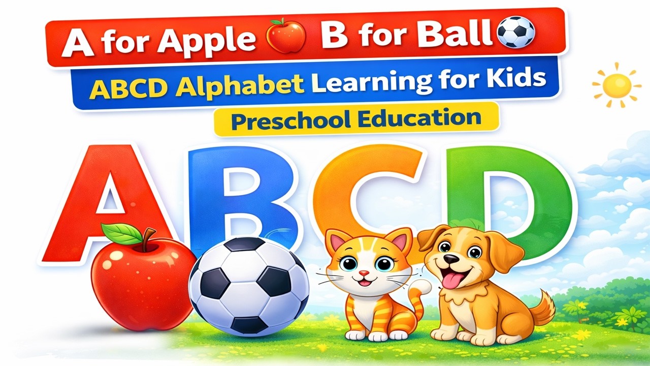 A for Apple 🍎 B for Ball ⚽ | ABCD Alphabet Learning for Kids | Preschool Education
