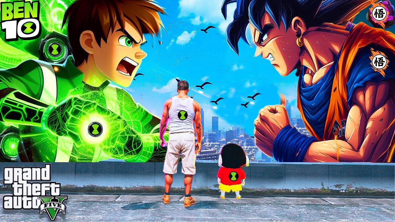 ShinchanBen10 Vs⚡Goku Fight To Save DragonBall Z , Franklin & Shinchan In GTA 5 Telugu