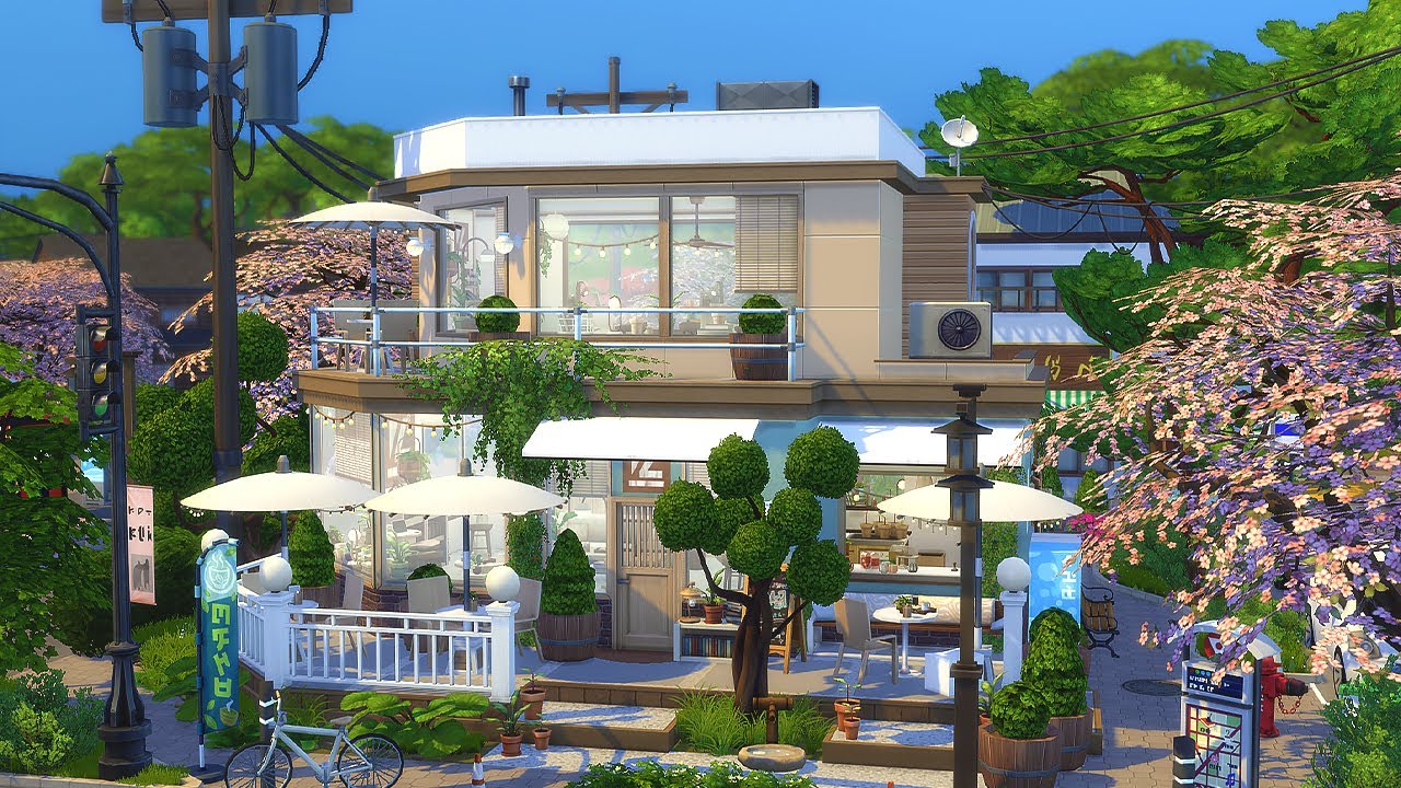 KOREAN BOOK CAF&Eacute; 🌸 Mt. Komorebi || The Sims 4: Book Nook Kit || Stop Motion (No CC)