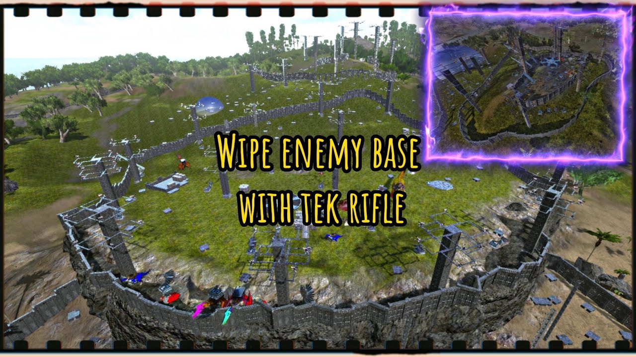 ARK MOBILE || TEK RIFLE || WIPE ENEMY BASE.