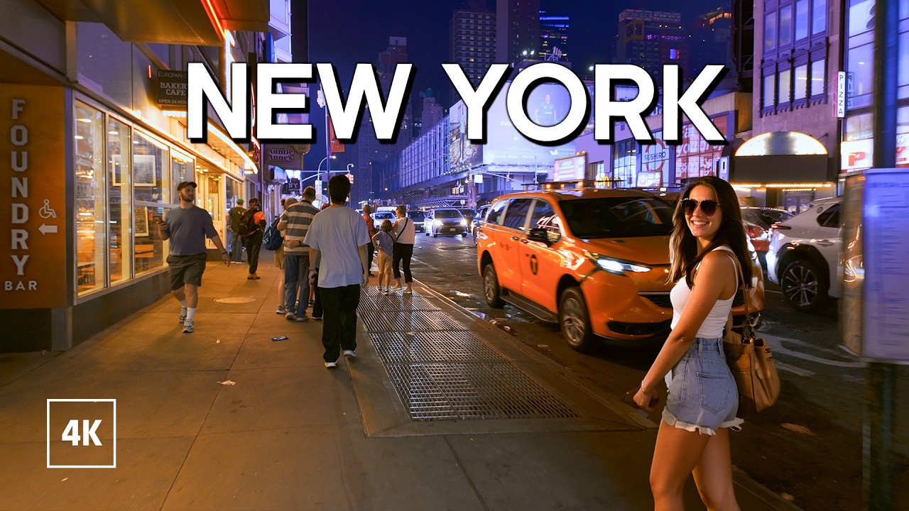 Walking in New York at Night / Explore Midtown Manhattan / NYC Walking Tour 4K