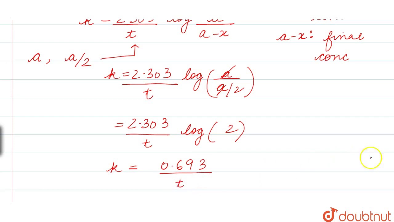 Calculate the half life of a first order reaction from their rate constants given below `:`  `a. 200