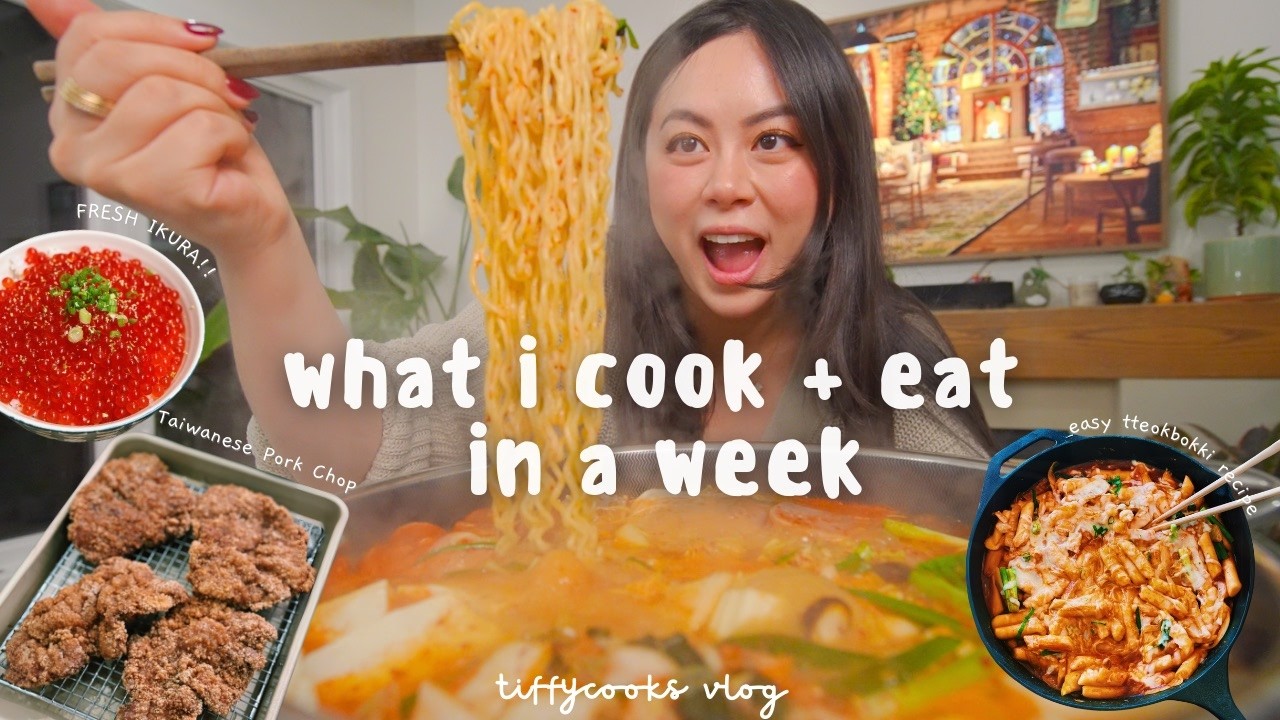*realistic* what i cook + eat in a week 🍜 🍚 🍵 | date night, family time, book review, cozy nights