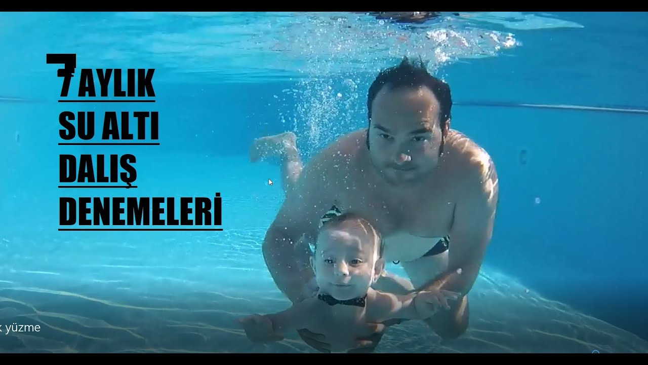/ Yedi Aylık Bebek Yüzme Havuz Dalış Denemeleri
