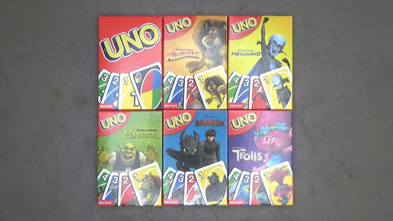 Открытие набора из 6 карточных игр UNO от McDonald's DreamWorks.