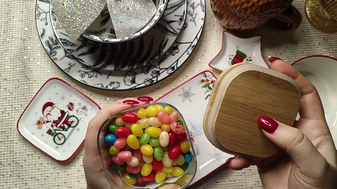 ASMR 🎀 Обзор покупок 🎀посуда🎀магнит-косметик 🎀 новый год 