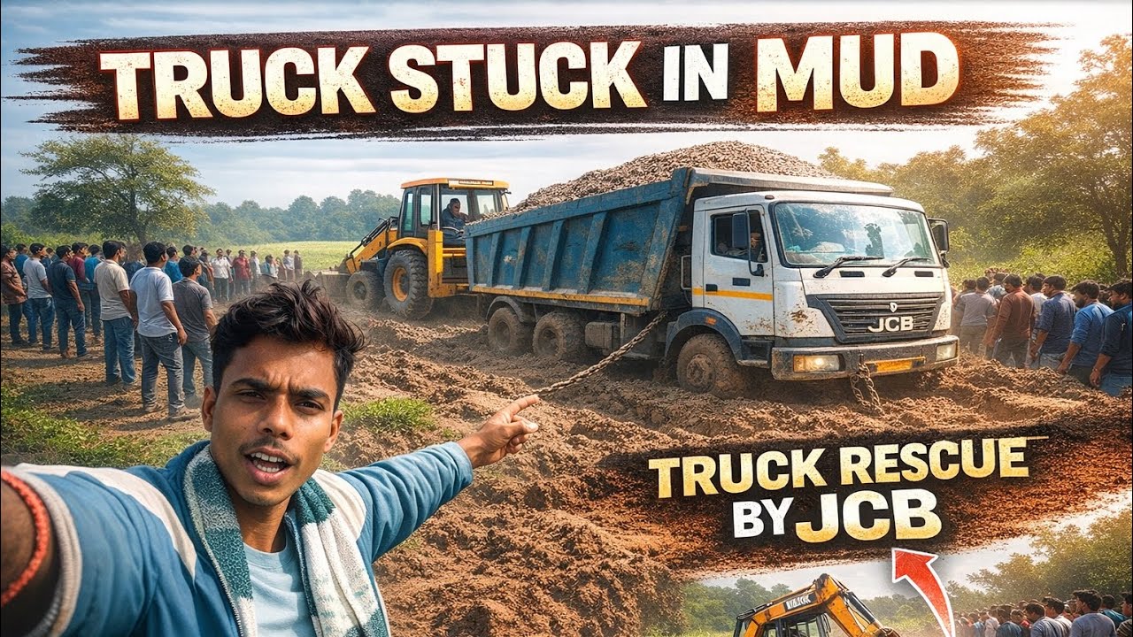 Truck Stuck In Mud | Tata Tipper Truck Video | JCB rescue Truck Stuck In Mud | Agrikrishi 🚜🔥