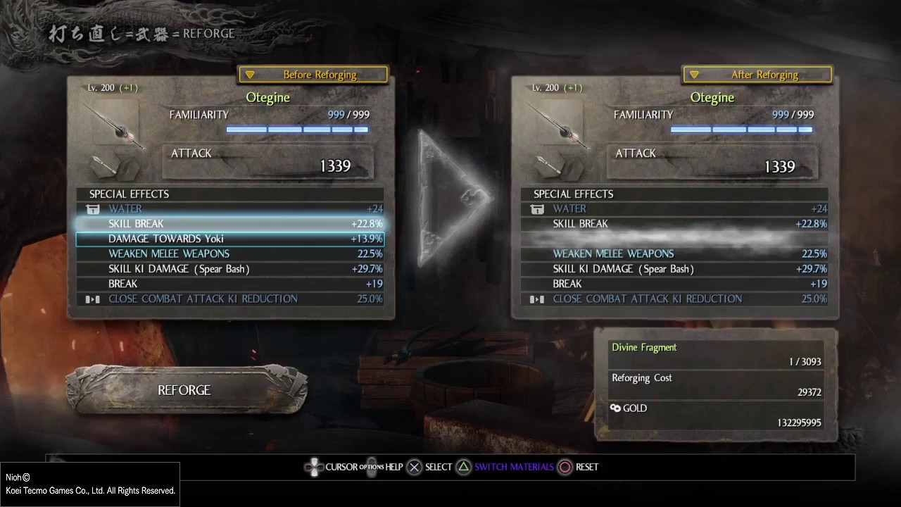 Nioh: When you get two god rolls in a row, but they're not what you want