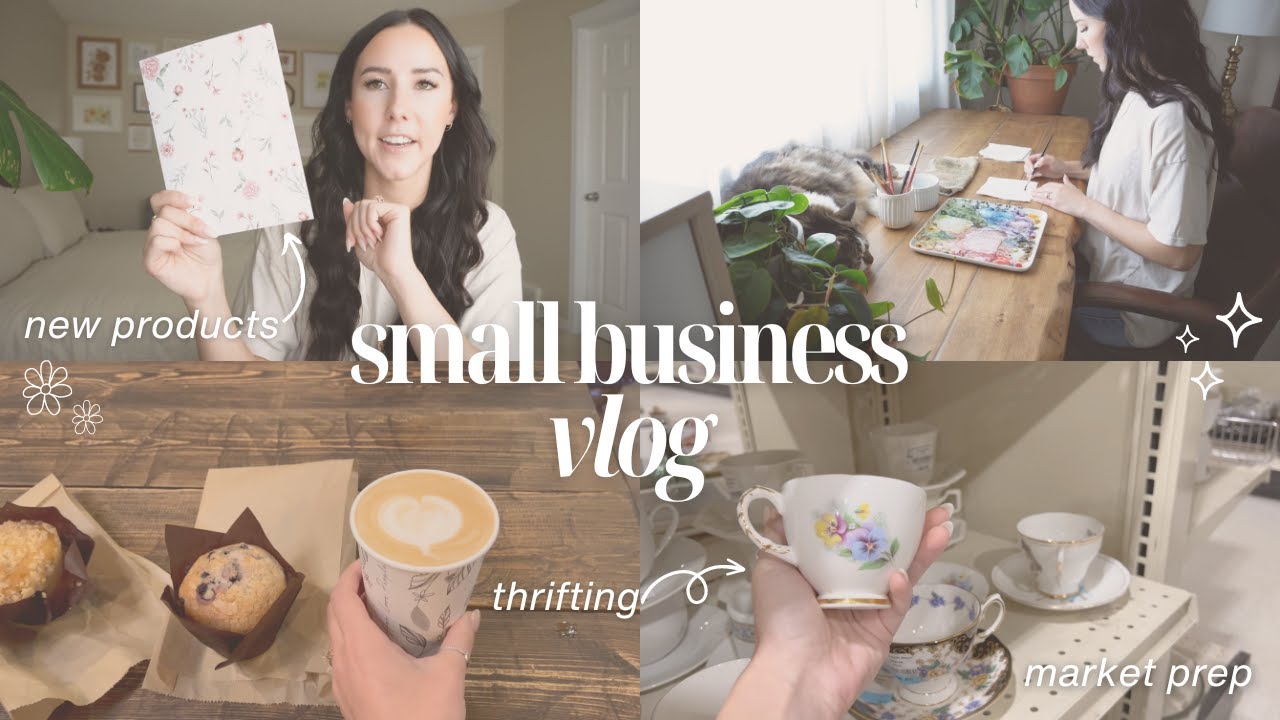 prep for a market with me!! artist small business vlog | new brand products, thrifting, & painting