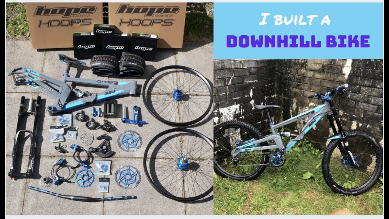 I built My husbands his dream downhill bike using Hope Technology components and Orange DH Frame.